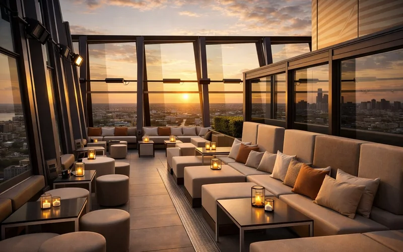 Terrasse mit Blick über Hamburg